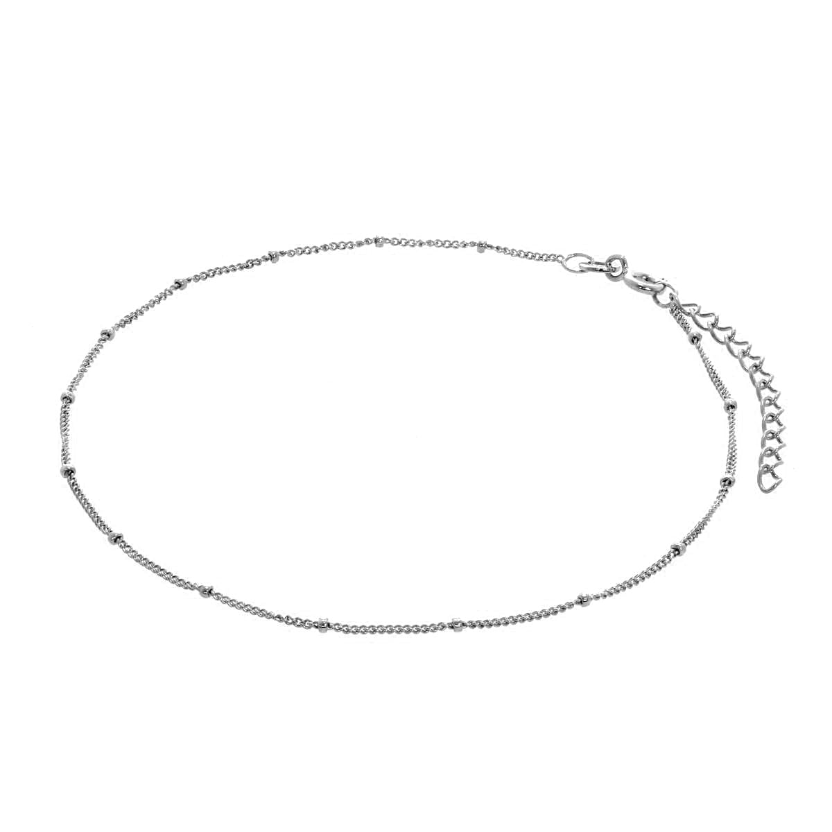 Sterlingsilber Diamantschliff Pompon Panzer Fußkette 23 + 4 cm