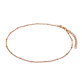 Rosévergoldet Sterlingsilber Diamantschliff Pompon Panzer Fußkette 26,5 cm
