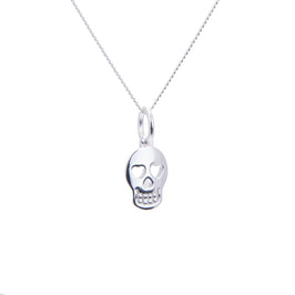 Sterlingsilber Herz-Totenkopf-Halskette – 14–32 Zoll