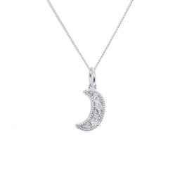 Sterlingsilber & CZ Halbmond-Halskette 14–32 Zoll