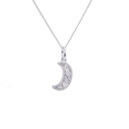 Sterling Silber & CZ Halbmond-Halskette 14–32 Zoll