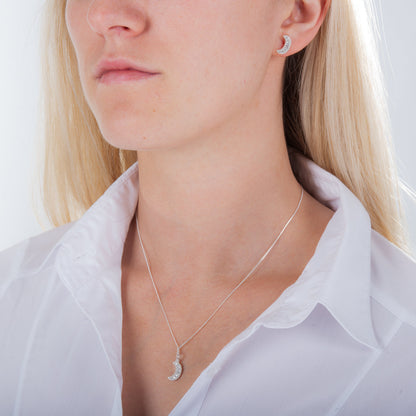 Sterling Silber & CZ Halbmond-Halskette 14–32 Zoll