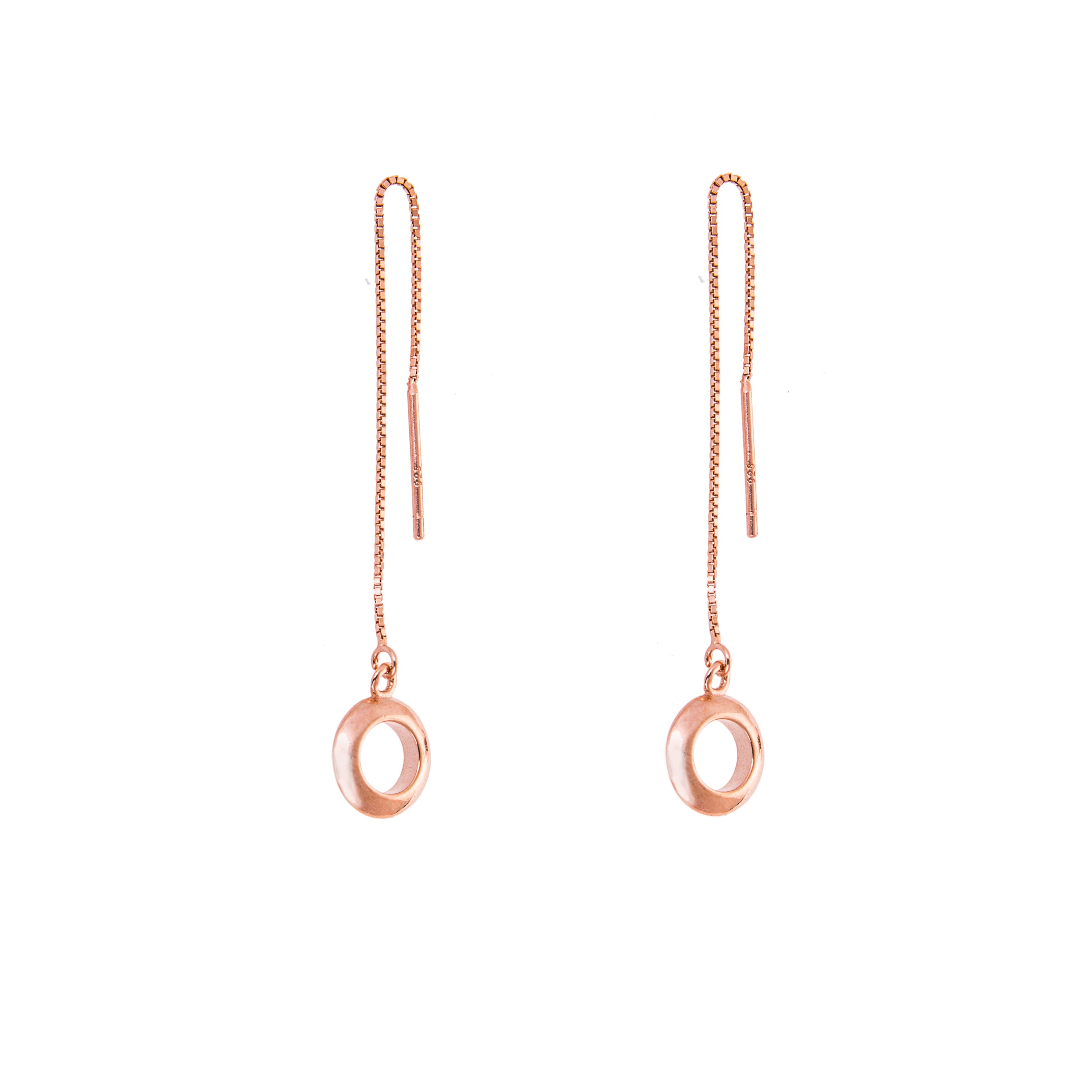 Rosévergoldet Sterlingsilber Kreis Durchzieher Ohrringe