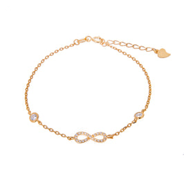 Fein Vergoldet Unendlichkeitsschleife & Rund CZ Verstellbar Armband