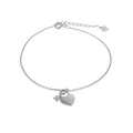 Verstellbares Armband aus Sterlingsilber mit Schlüssel und Herz-Vorhängeschloss