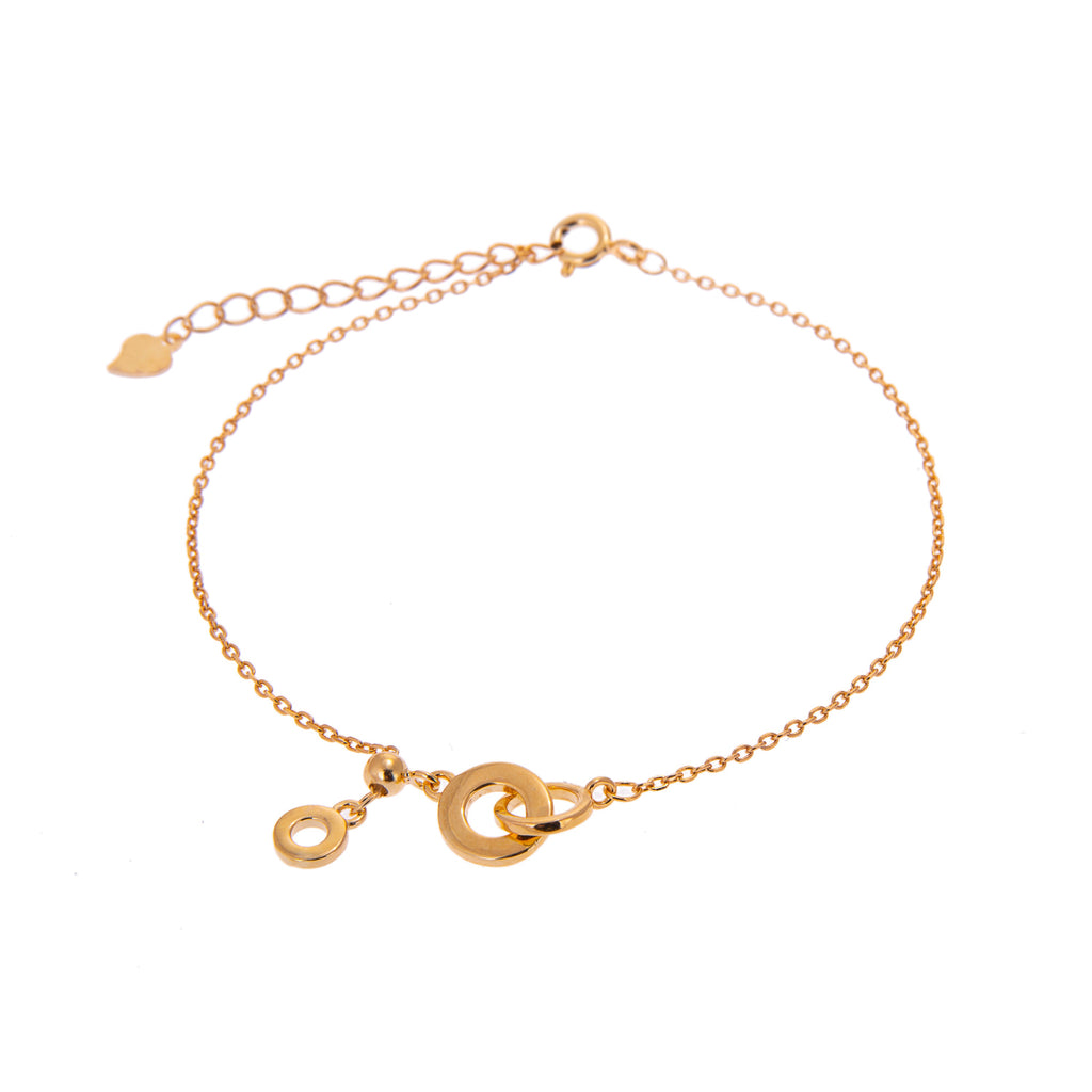 Verstellbares Armband aus vergoldetem Sterlingsilber mit ineinandergreifenden Karma-Kreisen