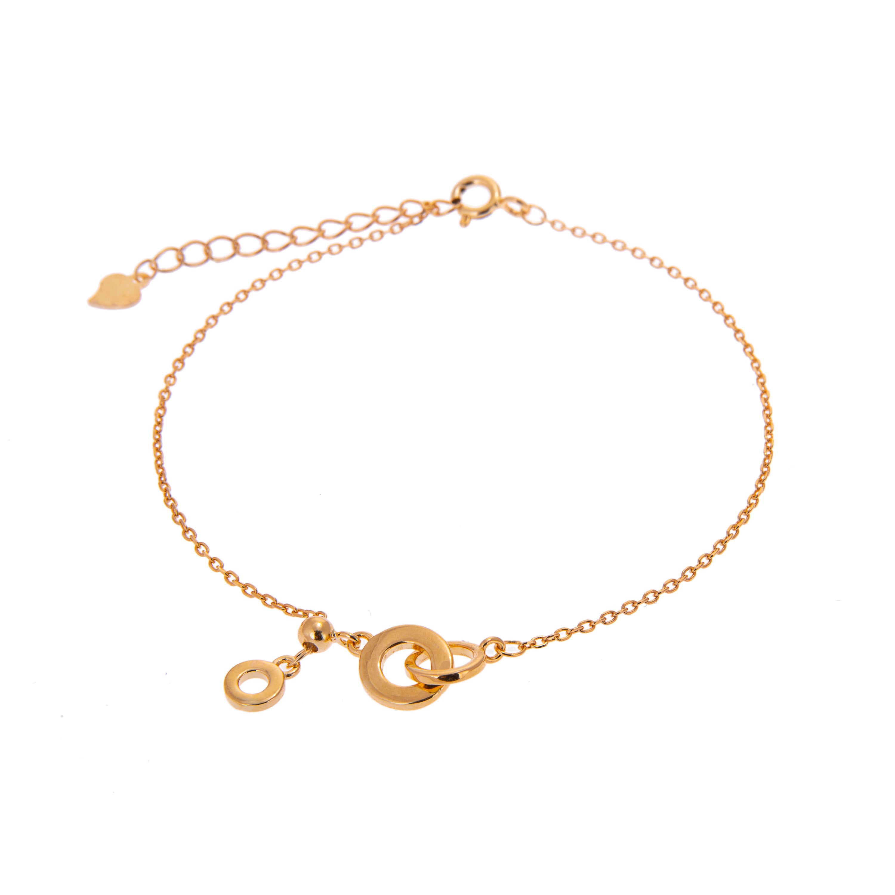 Vergoldet Sterlingsilber Ineinandergreifend Karma Kreise Armband Einstellbar