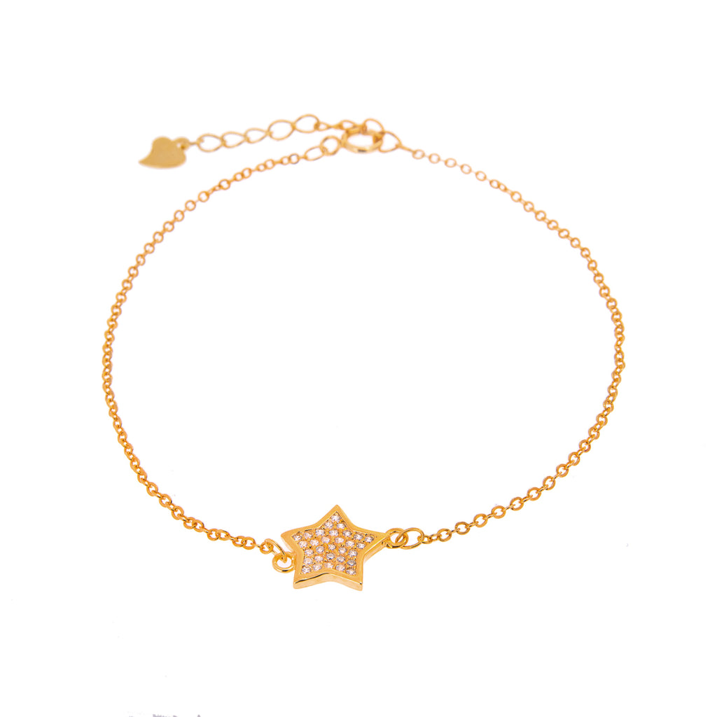Vergoldet Sterlingsilber Stern Klar CZ Pavé - Fassung Armband Einstellbar