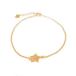 Vergoldet Sterlingsilber Stern Klar CZ Pavé - Fassung Armband Einstellbar