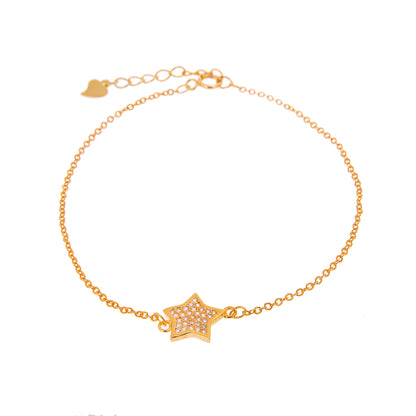 Vergoldet Sterlingsilber Stern Klar CZ Pavé - Fassung Armband Einstellbar