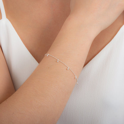 Sterlingsilber Mehrkugel Pompon Hänger Kügelchen Armband Einstellbar