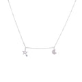 Sterlingsilber Stern & Mond Klar CZ Kristall Halskette