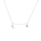 Sterlingsilber Stern & Mond Klar CZ Kristall Halskette