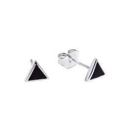 Sterlingsilber Dreieck Schwarz & Emaille Minimalismus Design Ohrstecker