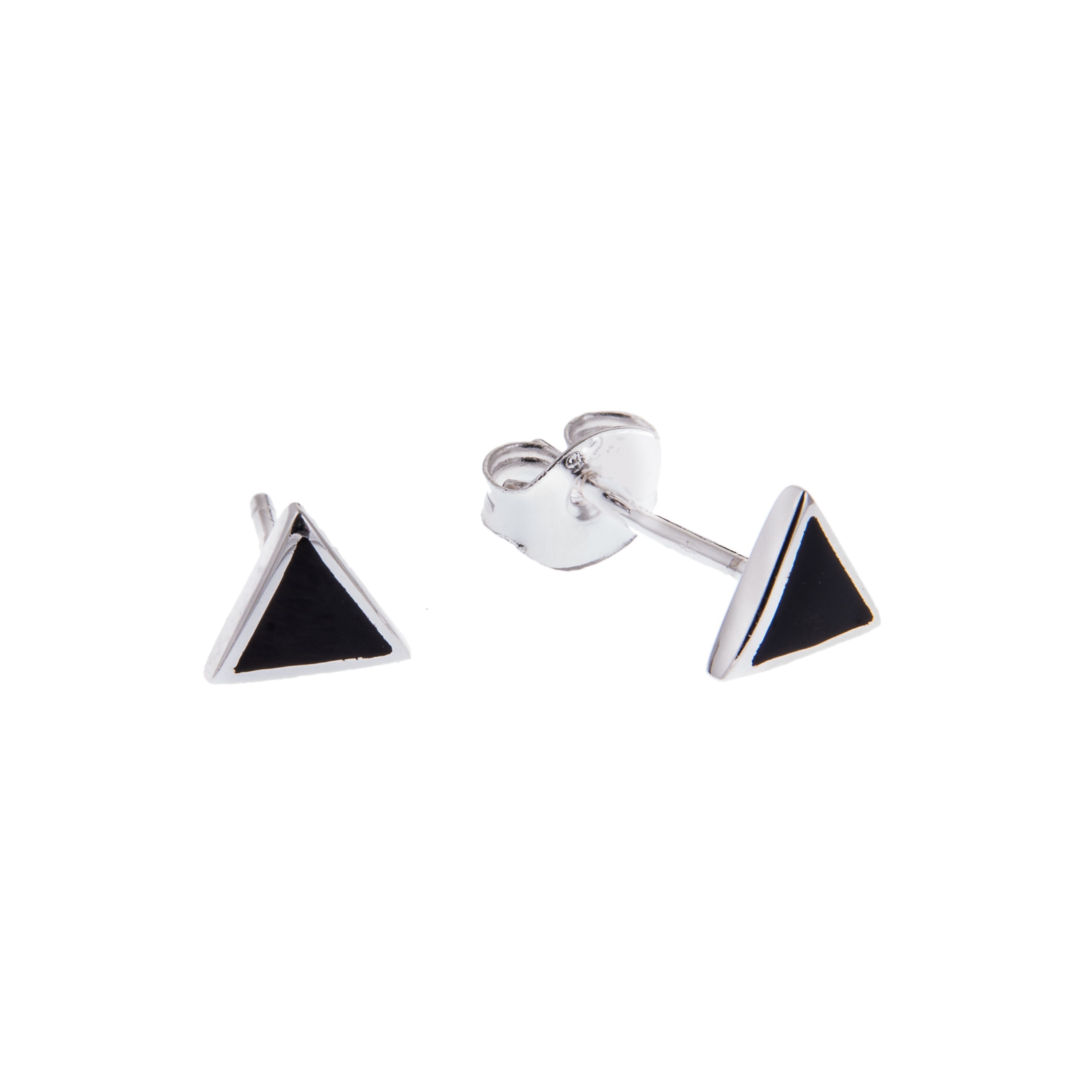 Sterlingsilber Dreieck Schwarz & Emaille Minimalismus Design Ohrstecker