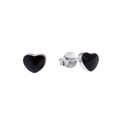Sterlingsilber Herz Schwarz Emaille Ohrstecker
