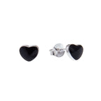Sterlingsilber Herz Schwarz Emaille Ohrstecker