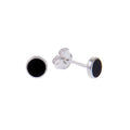 Sterlingsilber Kreis Schwarz Emaille Ohrstecker