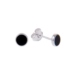 Sterlingsilber Kreis Schwarz Emaille Ohrstecker