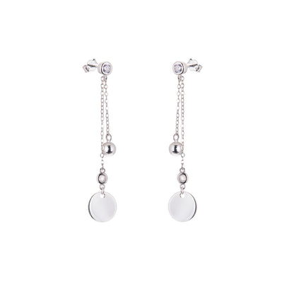 Sterlingsilber CZ Kristall Kugel Ohrstecker mit Rund Scheibe