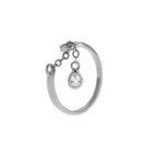 Sterlingsilber Klar CZ Tränentropfen Kettenhänger Ring Größenverstellbar