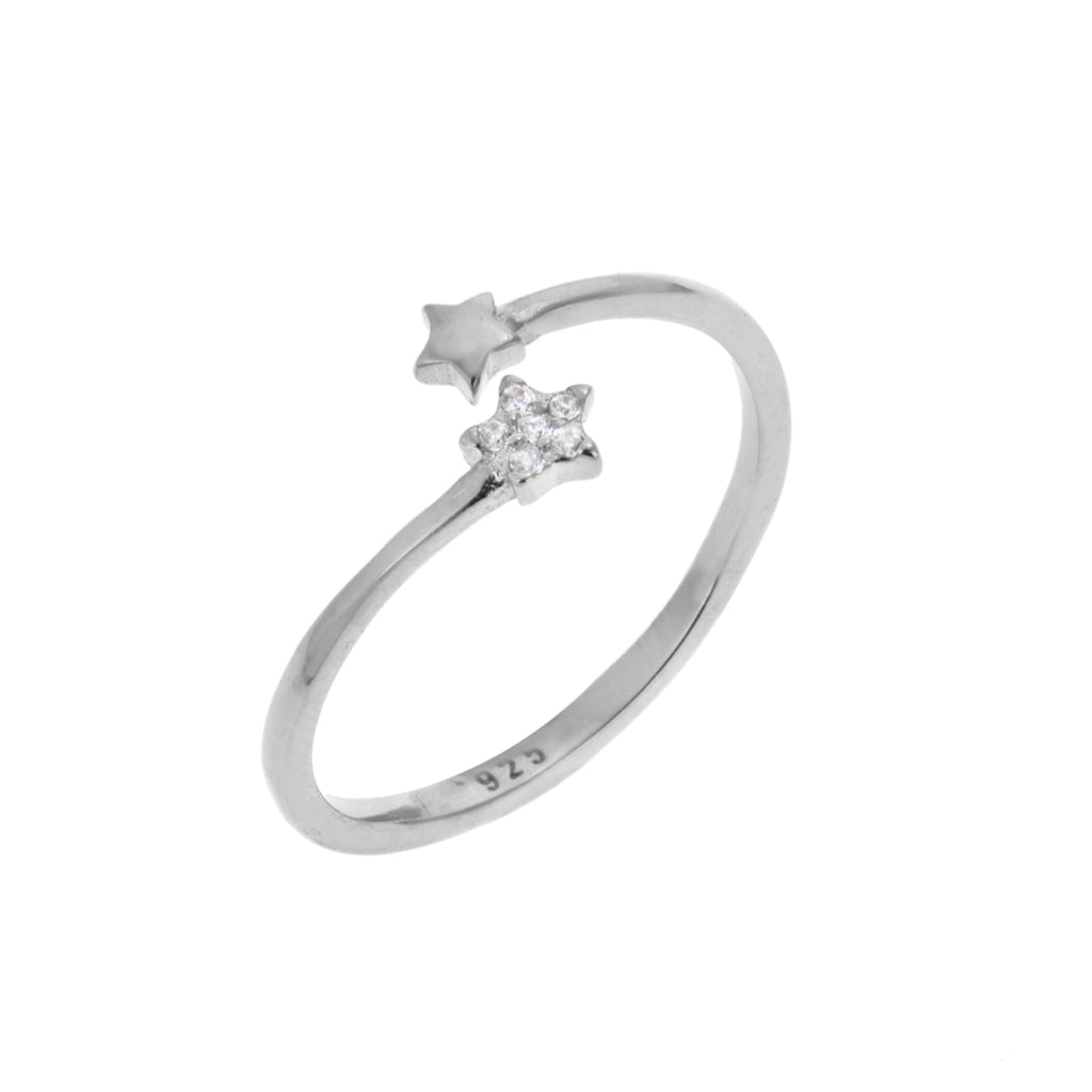 Sterlingsilber Winzig Sterne Klar CZ Kristall Pavé - Fassung Ring Größenverstellbar