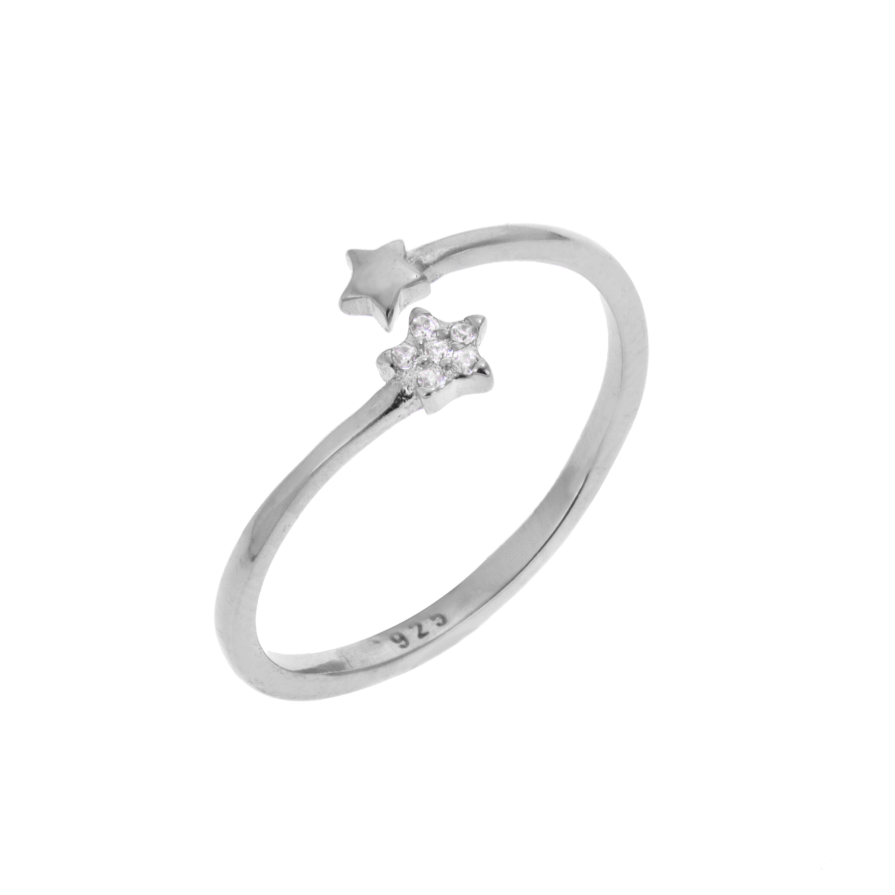 Sterlingsilber Winzig Sterne Klar CZ Kristall Pavé - Fassung Ring Größenverstellbar