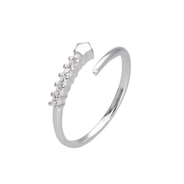 Sterlingilber Sternschnuppe Klar CZ Kristall Ring Größenverstellbar