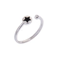 Sterlingsilber Schwarz Emaille Scheibe Stern Ring Größenverstellbar