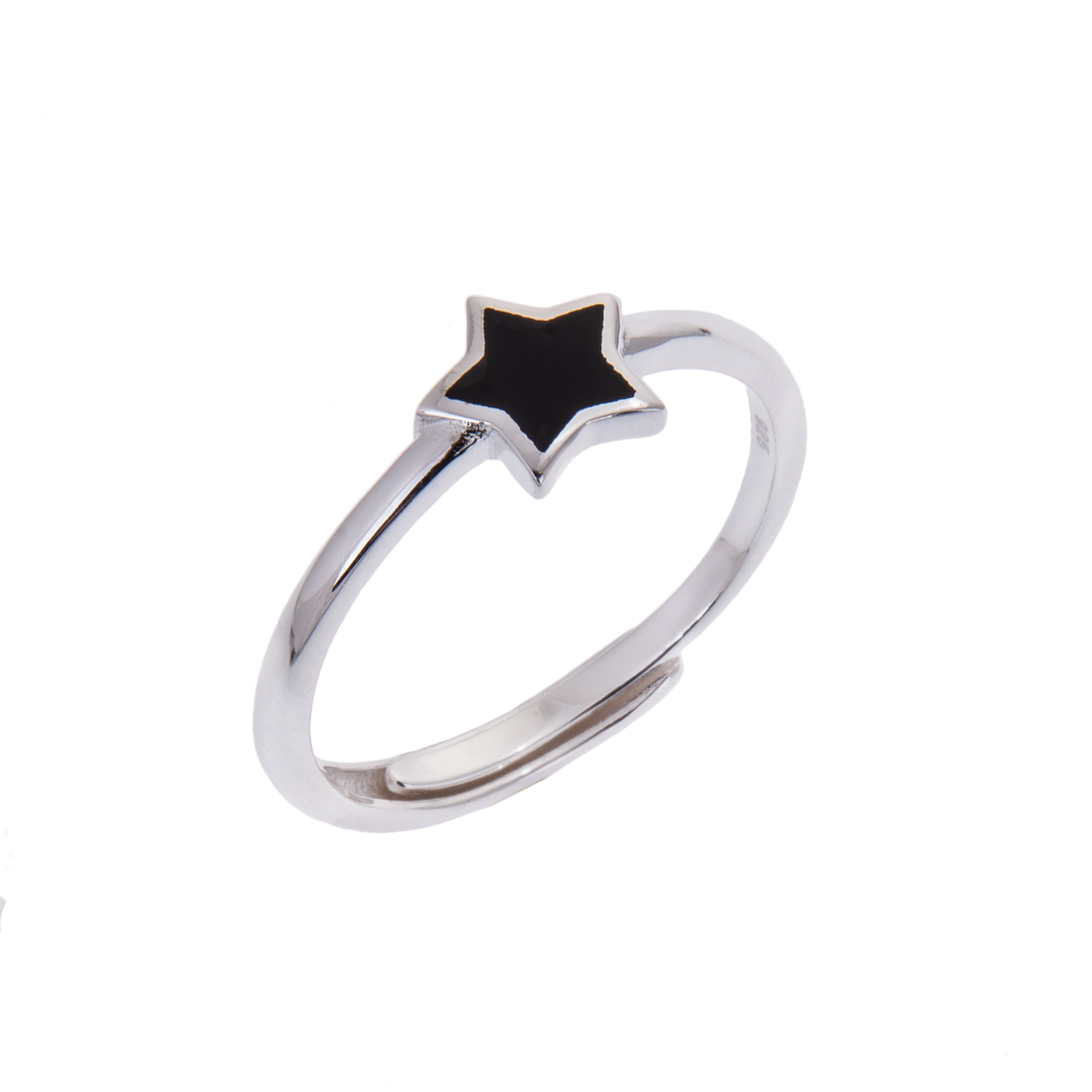 Sterlingsilber Stern Schwarz Ring Größenverstellbar