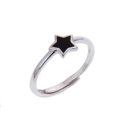 Sterlingsilber Stern Schwarz Ring Größenverstellbar