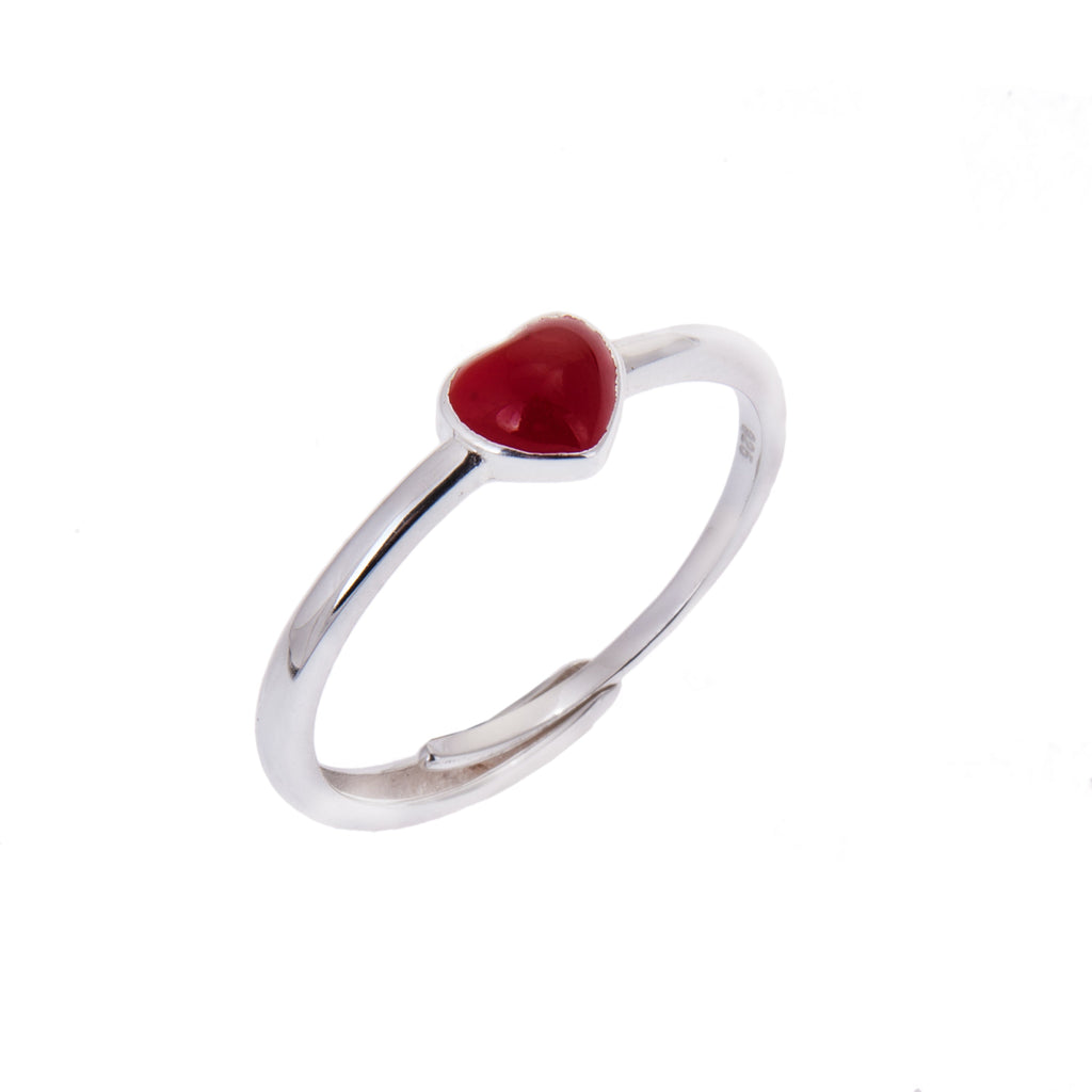Sterlingsilber Rot Herz Ring Größenverstellbar