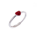 Sterlingsilber Rot Herz Ring Größenverstellbar