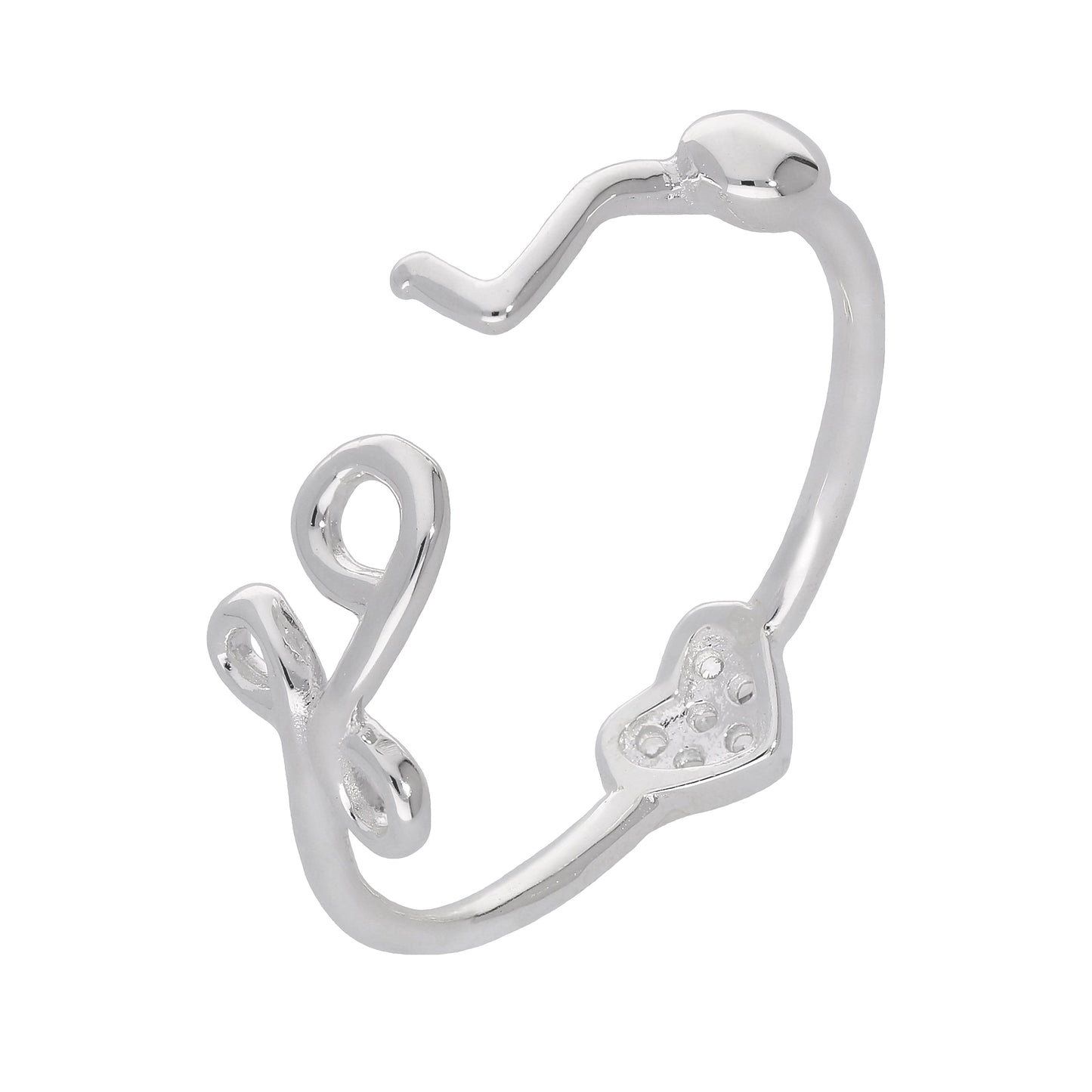 Sterlingsilber CZ Kristall Pavé - Fassung Herz & “LOVE” Ring Größenverstellbar