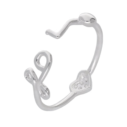 Sterlingsilber CZ Kristall Pavé - Fassung Herz & “LOVE” Ring Größenverstellbar