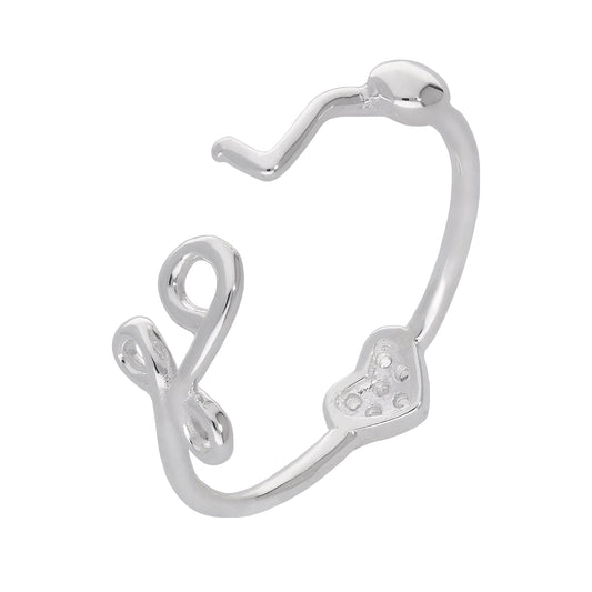 Sterlingsilber CZ Kristall Pavé - Fassung Herz & “LOVE” Ring Größenverstellbar