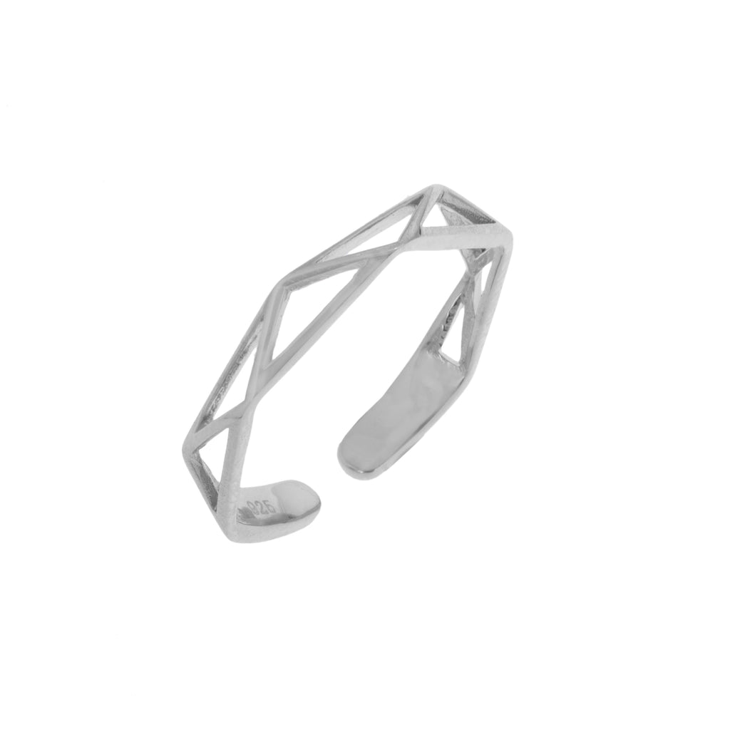 Verstellbarer geometrischer Ring aus Sterlingsilber mit Dreiecken