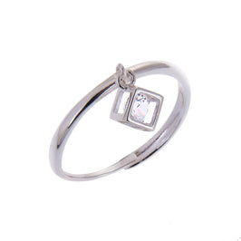 Sterlingsilber Viereck Würfel Hänge Baumel CZ Kristall Ring