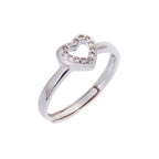 Verstellbarer Ring aus Sterlingsilber mit offenem Herz und klarem Zirkonia