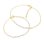 Vergoldet Sterlingsilber Perle Fußkette & Armband Satz