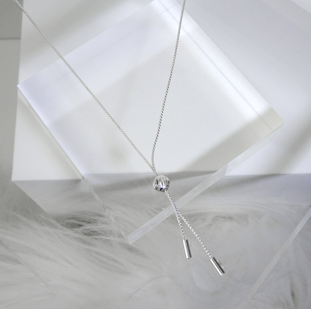 Sterlingsilber Kugel Doppel Quasten Einstellbar Halskette