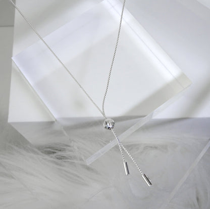 Sterlingsilber Kugel Doppel Quasten Einstellbar Halskette