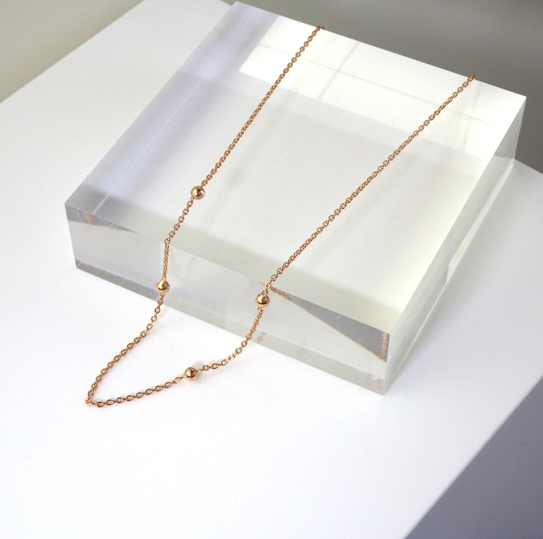 Rosévergoldet Sterlingsilber Pompon Kugel Ketten Halsband