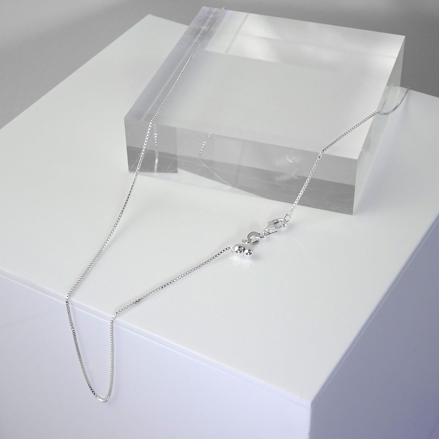 Sterlingsilber Schiebe Kastenkette jede Größe bis zu 61cm