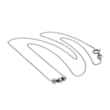 Sterling Silver Triple Sliding Ball Necklace - 18 Inches