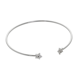 Sterlingsilber Stern Klar CZ Kristall Pavé - Fassung Offen Manschetten Armreif
