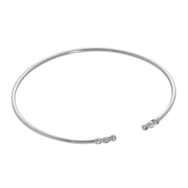 Sterlingsilber Winzig Rund Klar CZ Kristall Offen Manschetten Armreif