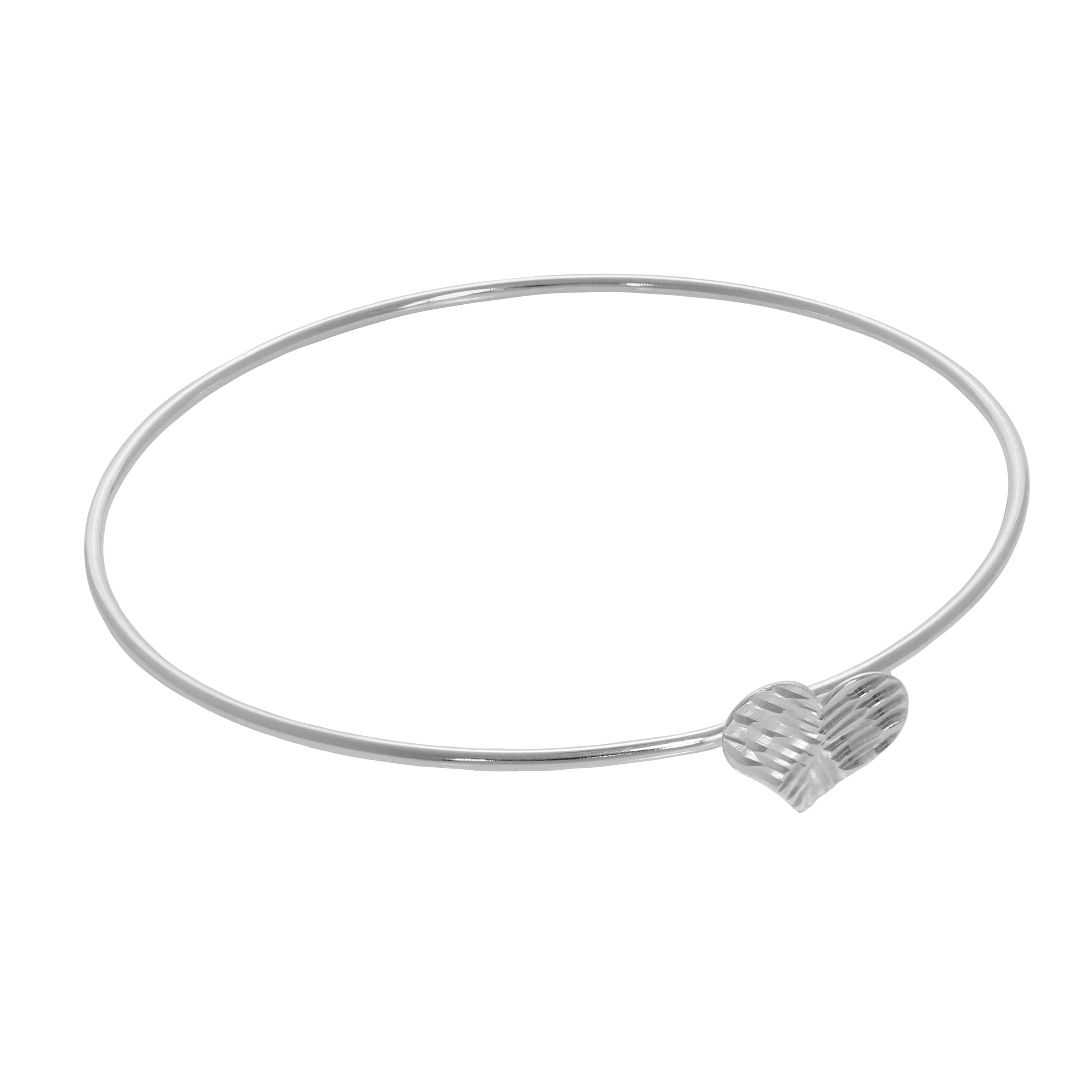 Sterlingsilber Gehämmert Herz offen Armreif