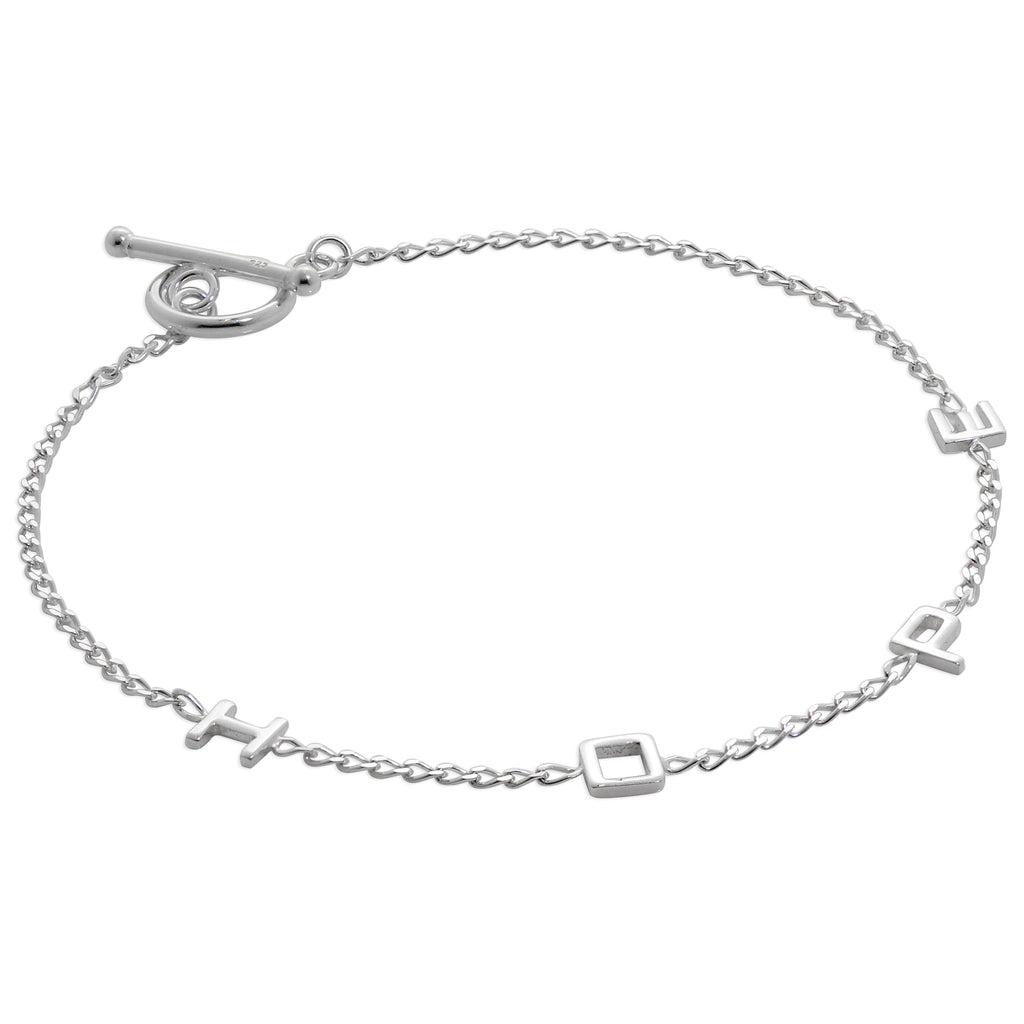 Armband aus Sterlingsilber mit Schriftzug „HOPE“, 18 cm