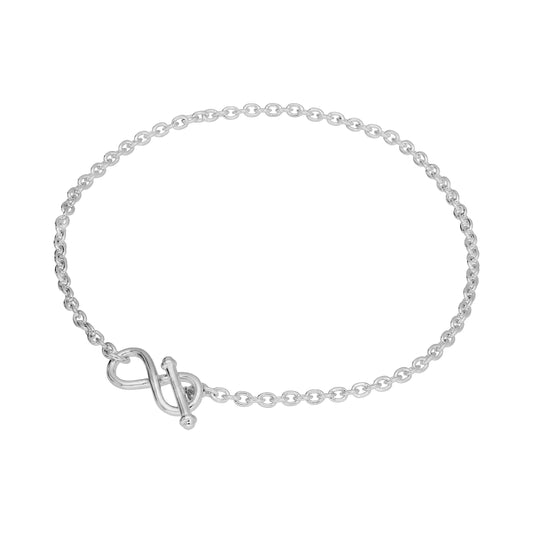 Sterlingsilber Unendlichkeitsschleife T - Stab 18cm Armband